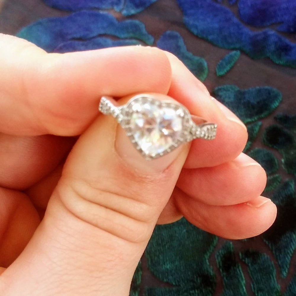 2 FOR 1: Sterling Silver Cubic Zirconia Heart Ring - Picture 6 of 10